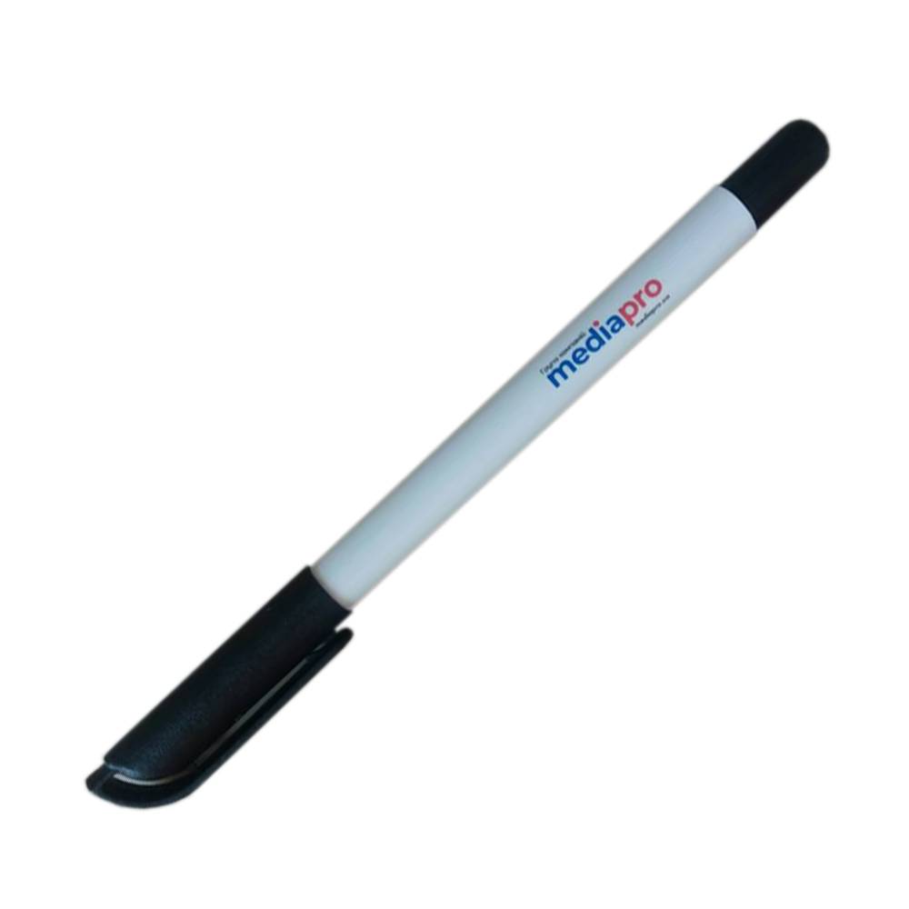 Белая ручка с логотипом