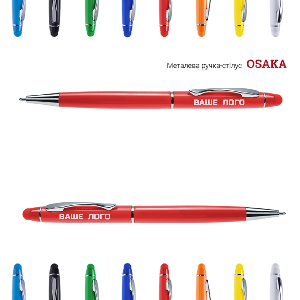 Ручка-стилус металлическая Osaka с логотипом