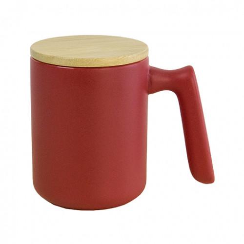 Керамическая чашка матовая CHLOE глянцевая внутри з крышкой 370 мл с лого