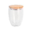 Стакан з подвійними стінками та бамбуковою кришкою Gino 350 мл з лого Фото
