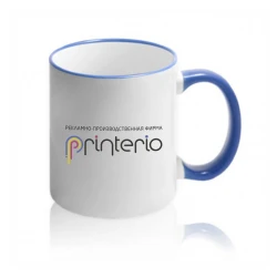 Кружка з кольоровою ручкою та облямівкою з логотипом