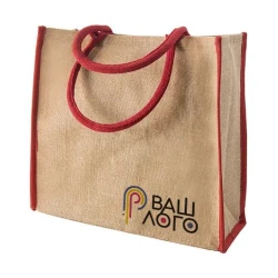 Сумка хозяйственная IVONA из джута с ручками и ламинацией 40х15х35 см с лого