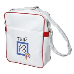 Белая сумка из искусственной лакированной кожи для нанесения вашего лого 28х34х9 см