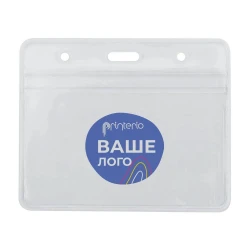 Бейдж горизонтальный с логотипом, 108х70 мм замок zip lock, PVC