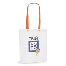 Эко сумка для покупок с цветными ручками для вашего лого 330х390х80