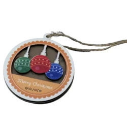 Деревянные новогодние игрушки с подсветкой Шарик 75х10мм для вашего лого