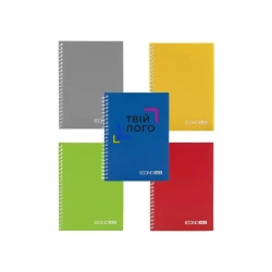 Блокнот А6 з логотипом, пластиковая обложка, боковая спираль, 80 листов, клетка