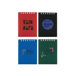 Блокнот А7, пластиковая обложка, верх. спираль с логотипом