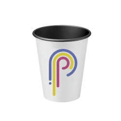 Бумажный стаканчик однослойный черный внутри 250 мл с Вашим лого