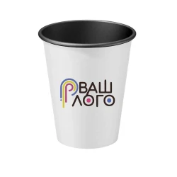 Бумажный стаканчик однослойный черный внутри 400 мл с нанесением логотипа