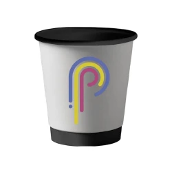 Бумажный стаканчик черный двухслойный 340 мл с лого