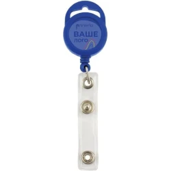 Тримач для бейджа Optima з рулеткою для вашого логотипу , синій, форма кола