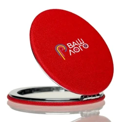 Дзеркальце метал та шкірзам 71 мм з логотипом компанії