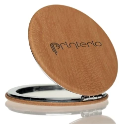 Дзеркальце метал та шкірзам 73 мм з логотипом