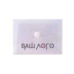 Папка-конверт А7 прозрачная на кнопке с логотипом