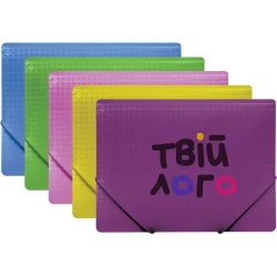 Папка пластиковая ассорти А4 35 мм фактура вышиванка на резинках с лого