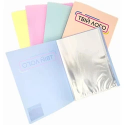 Папка пластиковая глянцевая А4 Optima  с 30 файлами 10 мм с печатью логотипа