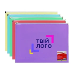 Папка пластиковая глянцевая А4 пастель ассорти на застежке zip-lock з лого