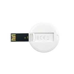 Флешка круглая кредитная карта USB 2.0 белая 43 мм с логотипом 16 Gb