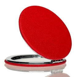 Зеркальце металл и кожзам 71 мм с логотипом компании