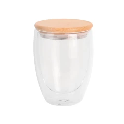 Стакан з подвійними стінками та бамбуковою кришкою Gino 350 мл з лого