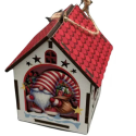 Дерев'яні новорічні іграшки з підсвічуванням 100х55х75мм. Хатинка червона з логотипом Фото 4